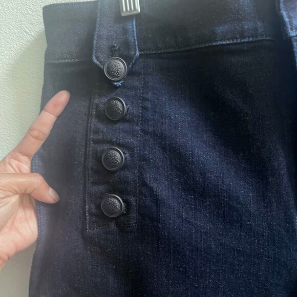 Talbots High Rise Wide Leg Sailor Jeans 10‎ Blue Dark Wash Women's Raw Hem - Picture 5 of 10